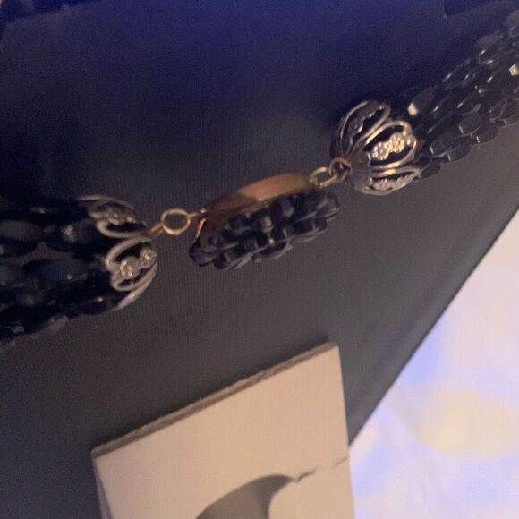 Vintage MCM Whimsigoth Black Beaded Multi Strand Necklace 25” - Picture 11 of 16